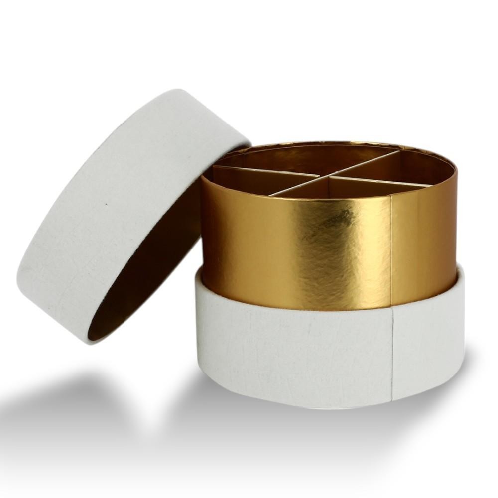 SCATOLA TONDA D10 H8 AVORIO VELLUTO MARTELLATO